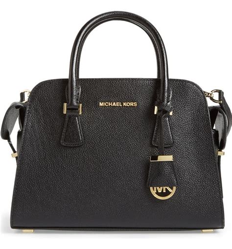 michael michael kors harper medium satchel bag black|Harper Medium Leather Satchel .